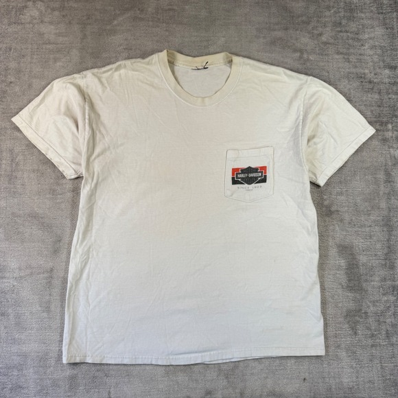 Harley-Davidson Other - Harley Davidson Shirt Mens XL White Thunder Mountain Pocket Tee Biker Vtg Y2K